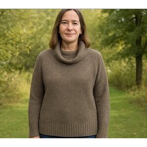 Aritzia Community Plutarch‎ Wool & Yak Sweater Size XS Tan/Brown Cowl Neck Boxy
